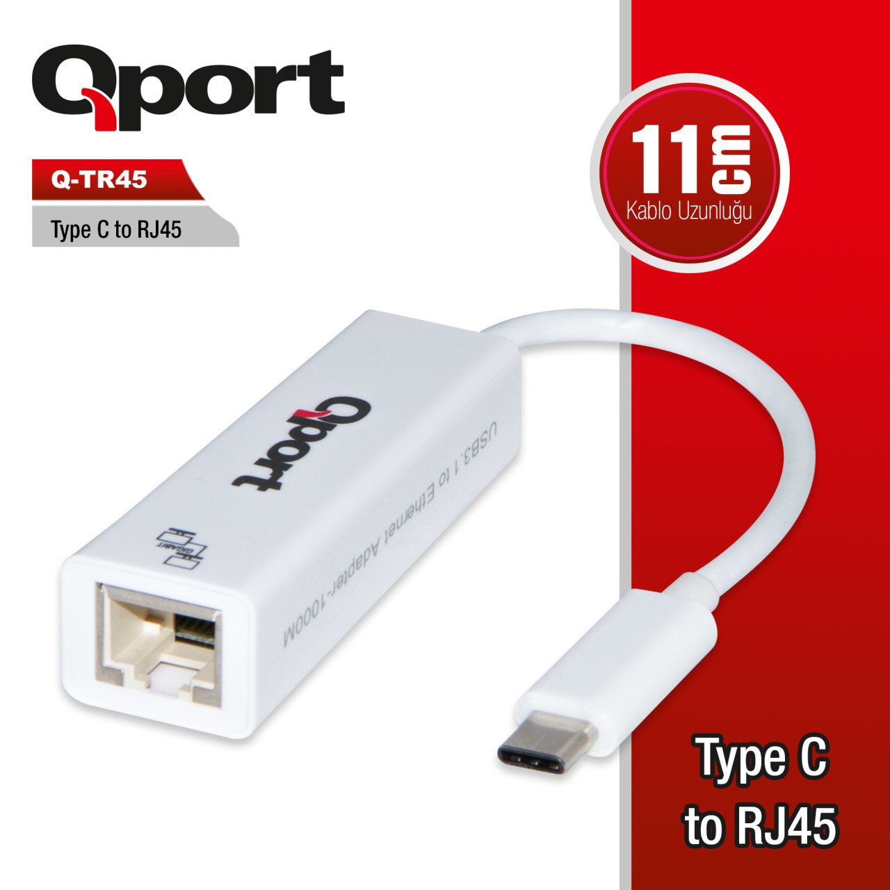 QPORT Q-TR45 TYPE-C TO RJ45 (GİGABİT)NETWORK ÇEVİRİCİ
