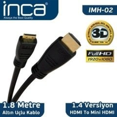 INCA IMH-02 Mini Hdmi to Hdmi 1,8MT 1,4Vr Altın Uç %100 Bakır