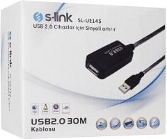 S-link SL-UE145 Usb2.0 30m Şeffaf Uzatma Kablo