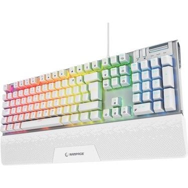 Rampage Carbon Beyaz RGB Q Gaming Oyuncu Klavye Bilek Destekli Red Switch Rampage