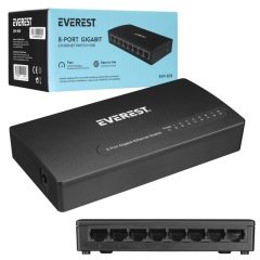 Everest ESW-808 8 Port 1000Mbps RTL8370N Gigabit Ethernet Switch Hub