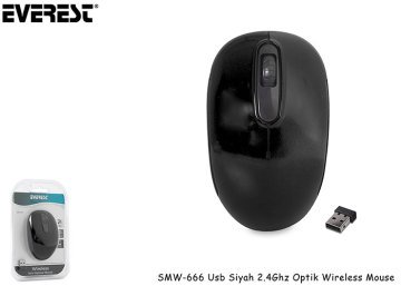 Everest SMW-666 Usb Siyah 2.4Ghz Optik Wireless Mouse