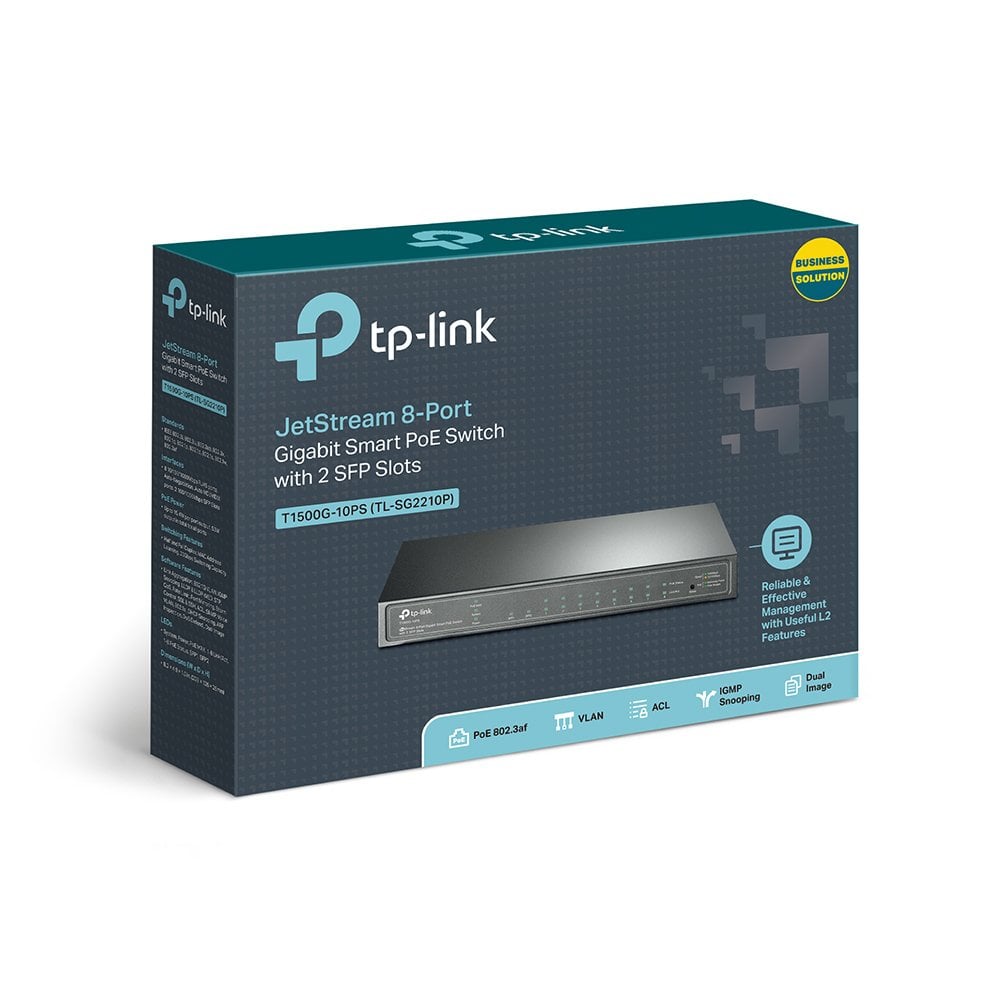 TP-Link T1500G-10PS(TL-SG2210P) 8P Gbit PoE Switch8Port PoE Destek Gücü 53W / 2 SFP Port/ Smart