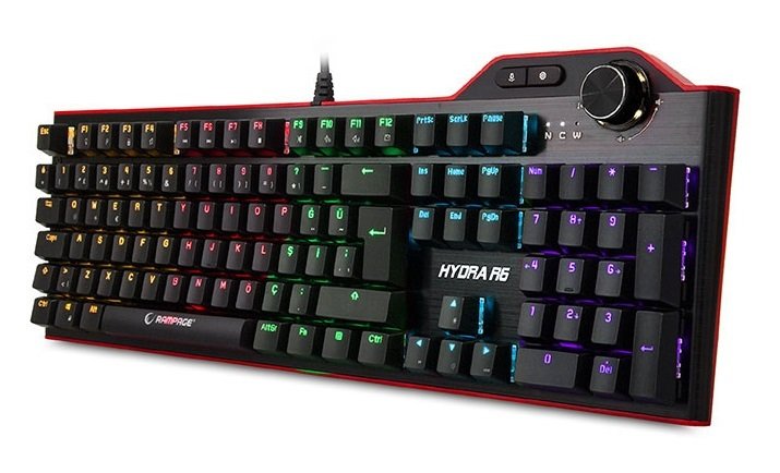 Rampage Hydra R6 Full Color RGB LED Gaming Pro Blue Switch Aluminyum Kaplama Multimedia Mekanik Klavye