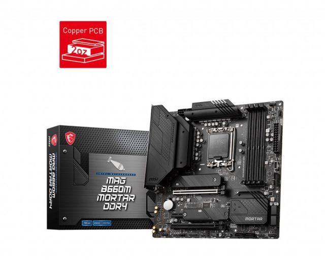 MSI MAG B660M MORTAR DDR4 SOKET 1700 DDR4 4800 (OC) HDMI,DP PCI-E Gen 4 ,M.2 USB3.2 1x 2.5G LAN mATX