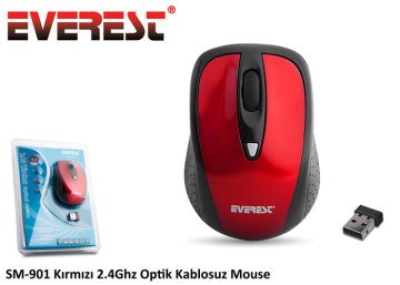 Everest SM-901 Kırmızı 2.4Ghz Optik Kablosuz Mouse