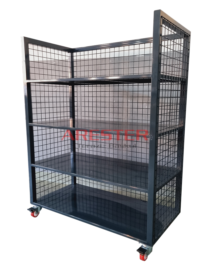 WireRack Tekerlekli Tel Panel Raf Arabası | Endüstriyel Depo Taşıma ve Saklama Ünitesi