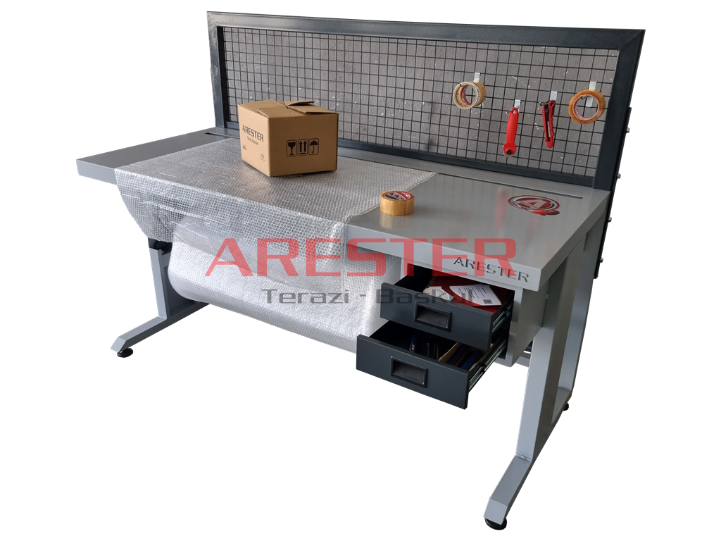 FLOW Seri Tel Pano 80x150 Paketleme ve Tasnif Masası E-Ticaret - Packing Station