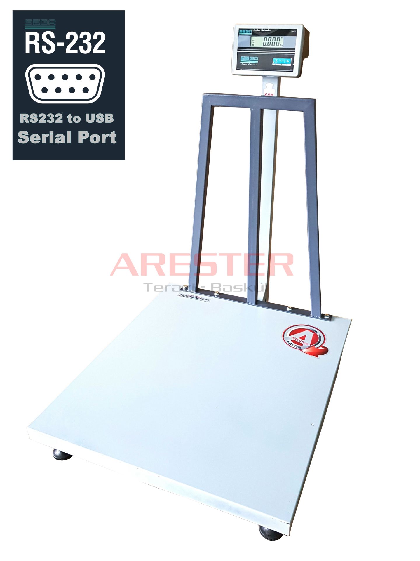 GK-LCD 80x90 600 Kg Elektronik Baskül RS232 - Serial Port Terazi Bilgisayar Bağlantısı