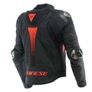 Dainese Super Speed 4 Deri Ceket Mat Siyah Fluo Kırmızı