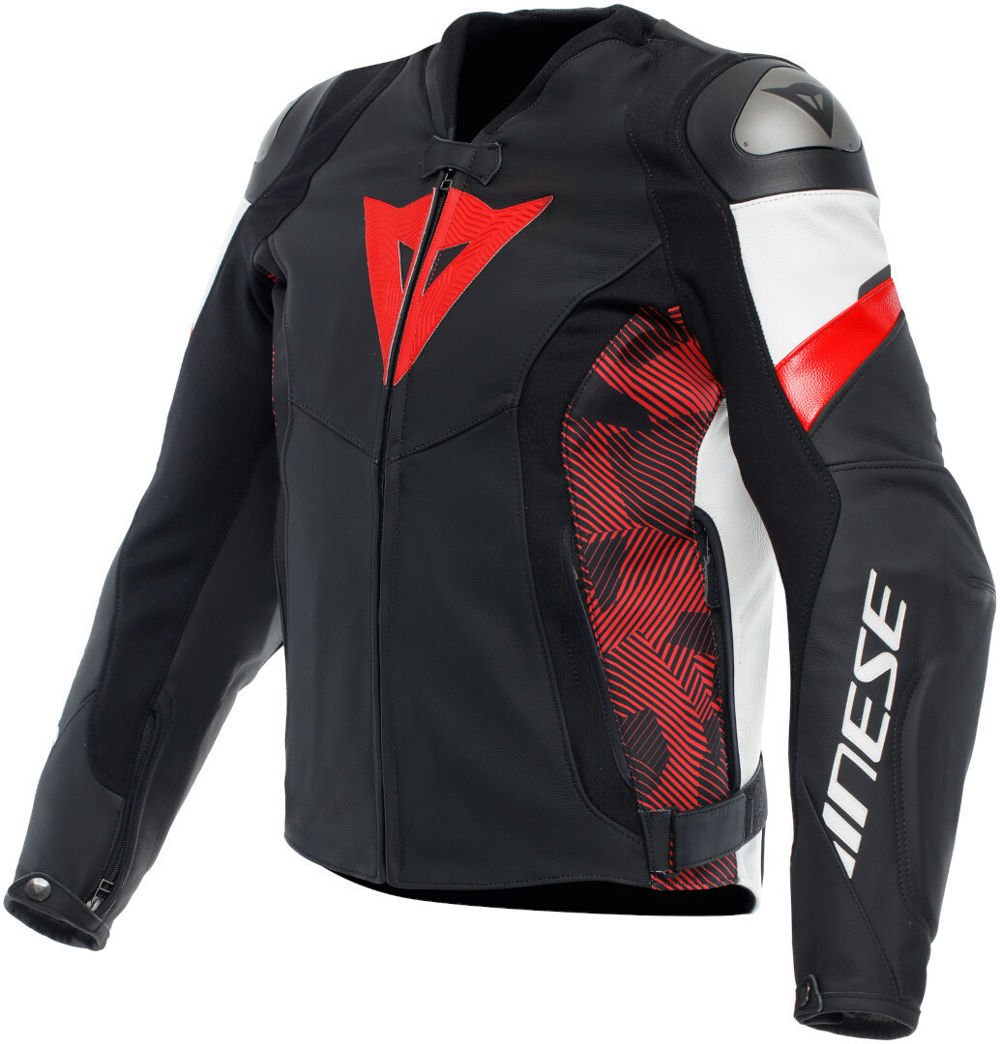 Dainese Avro 5 Deri Ceket Kırmızı Siyah Beyaz