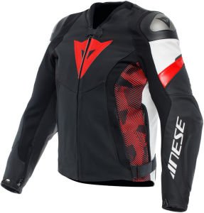 Dainese Avro 5 Deri Ceket Kırmızı Siyah Beyaz