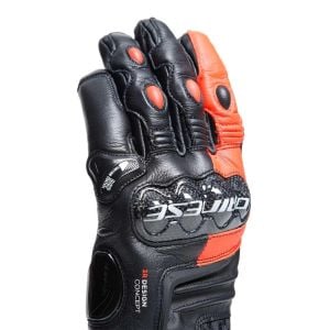 Dainese Carbon 4 Kısa Deri Eldiven Siyah Kırmızı