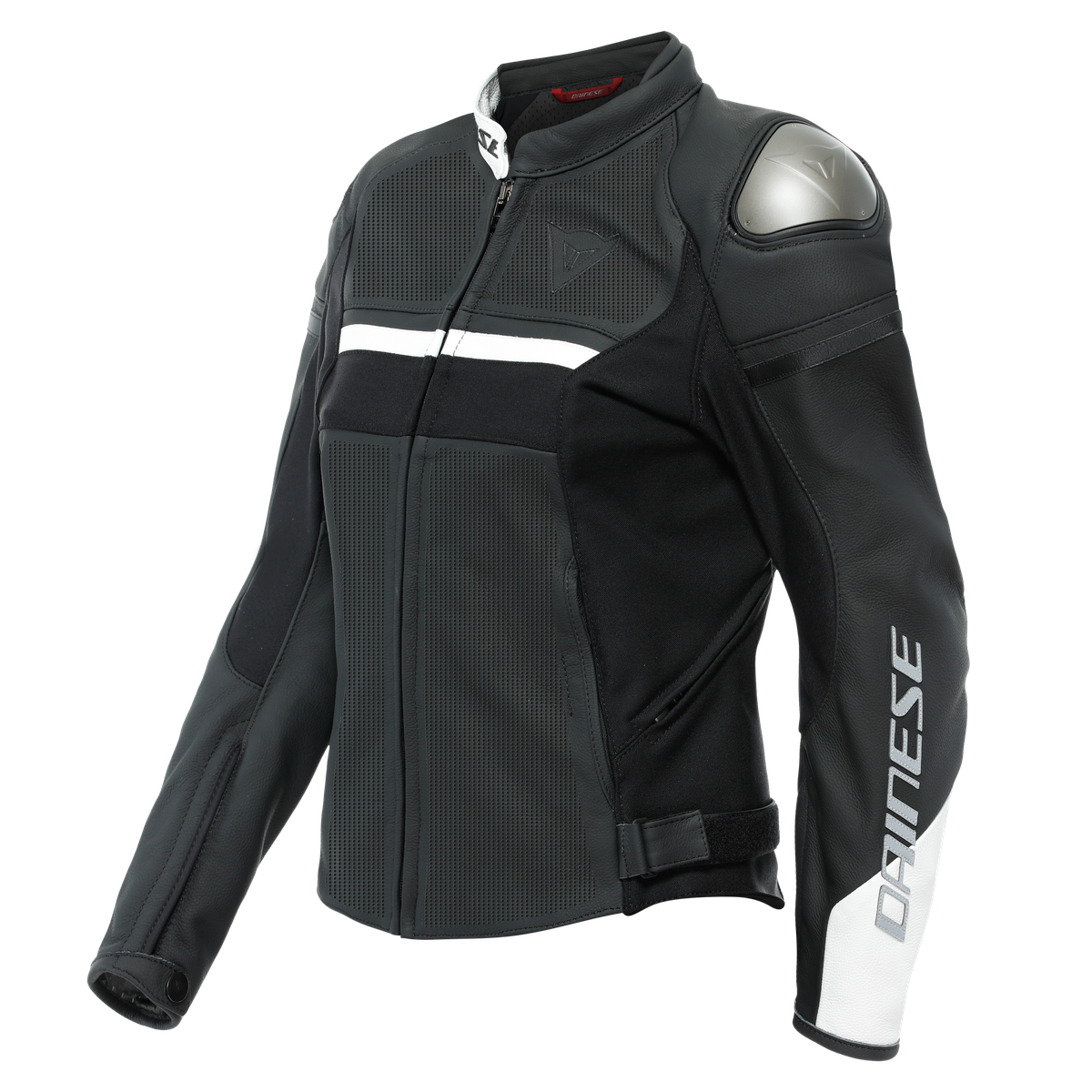 Dainese Rapida Kadın Deri Mont Mat Siyah Beyaz