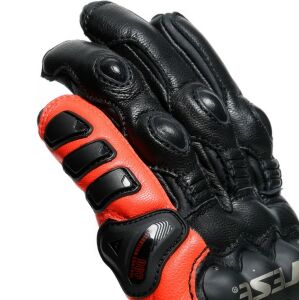 Dainese 4 Stroke 2 Deri Eldiven Siyah Flou Kırmızı