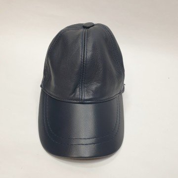 Lacivert Renk Deri Unisex Şapka