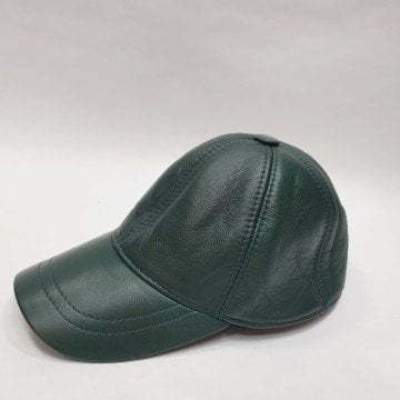 Yeşil Renk Deri Unisex Şapka