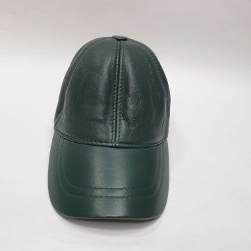 Yeşil Renk Deri Unisex Şapka