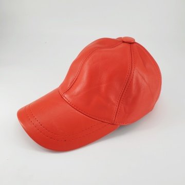 Turuncu Renk Beyzbol Deri Şapka