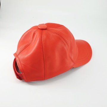 Turuncu Renk Beyzbol Deri Şapka