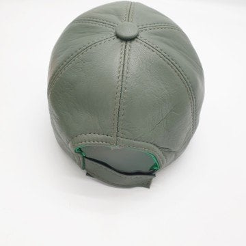 Açık Yeşil Renk Deri Unisex Şapka