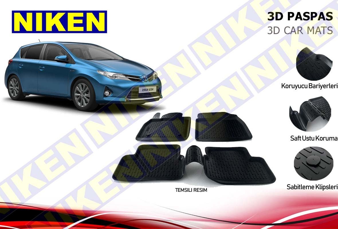 Toyota auris 3d havuzlu paspas 2013+ niken