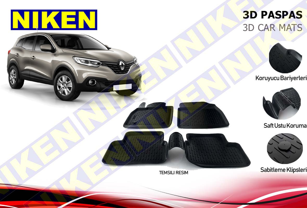 Renault kadjar 3d havuzlu paspas 2015+ niken