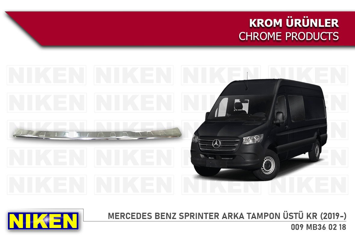 Mercedes sprinter arka tampon üstü koruma kromu 2019+