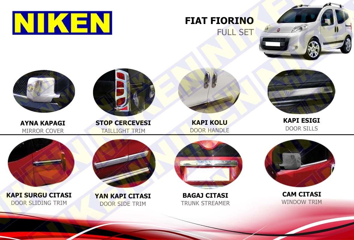 Fiat fiorino krom nikelaj kaplama seti komple