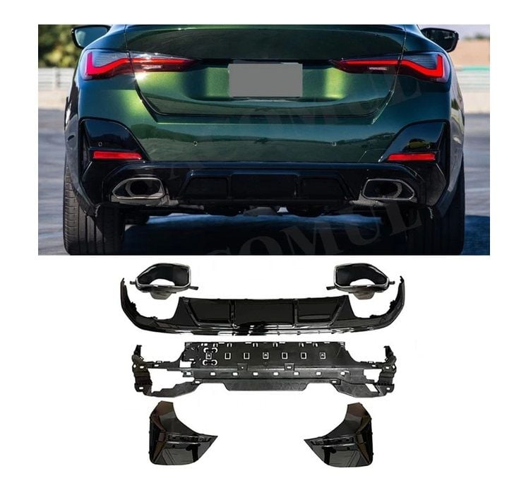 Bmw g26 440 arka tampon difüzörü ve egzoz ucu seti 2022+