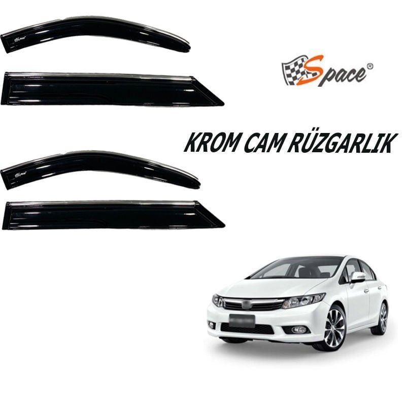 Honda Civic Krom cam rüzgarlığı 1.2mm  2012-2015 4'lü / CARU429