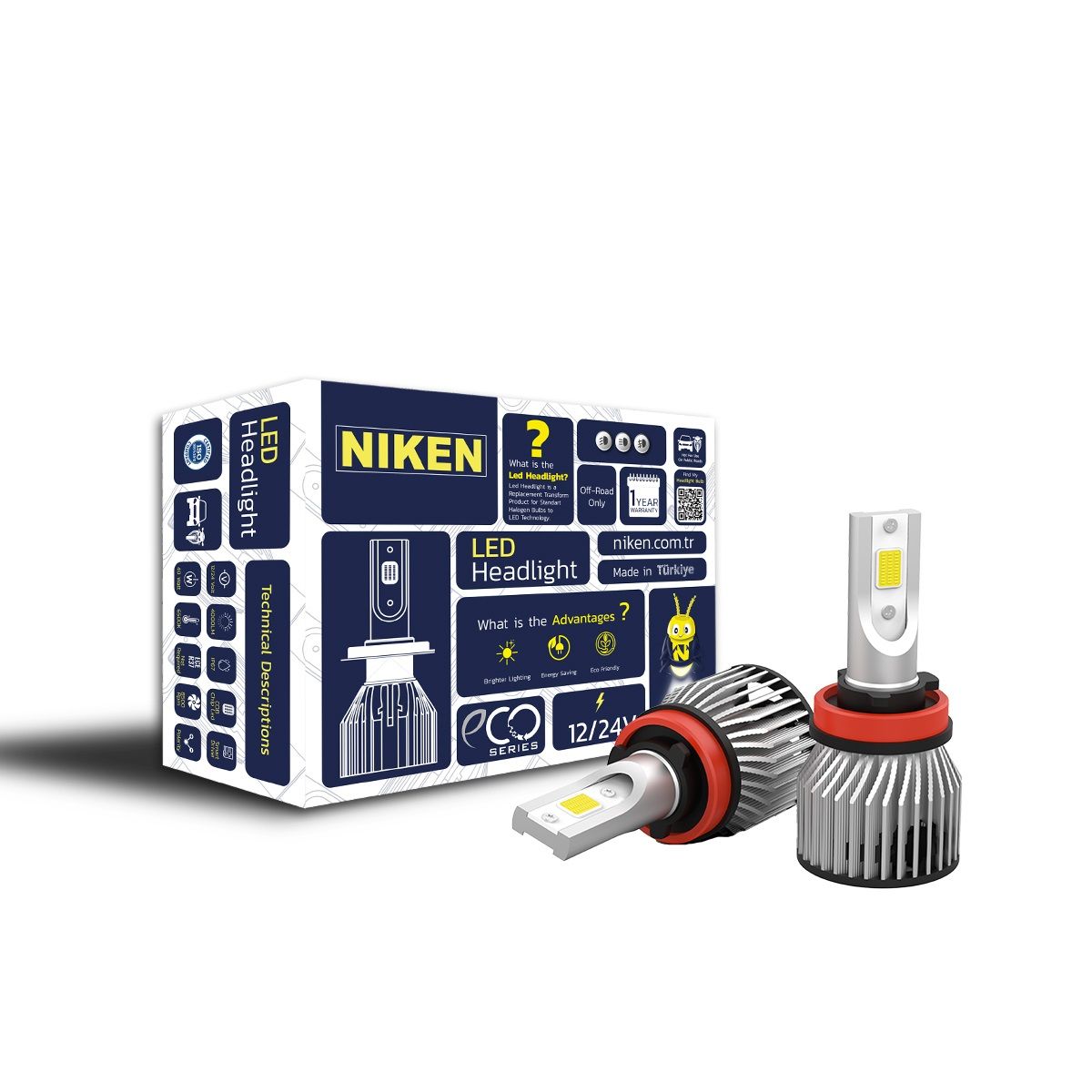 H8 led xenon far ampulü seti niken eco 8000lm