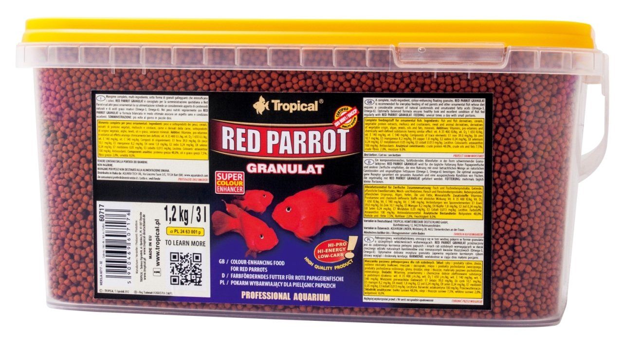 TROPICAL Red Parrot Granulat Kova 1.2 KG/3 L