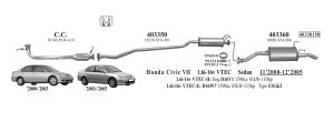 HONDA CİVİC ORTA BORULU. 1.4İ - 1.6İ 16V