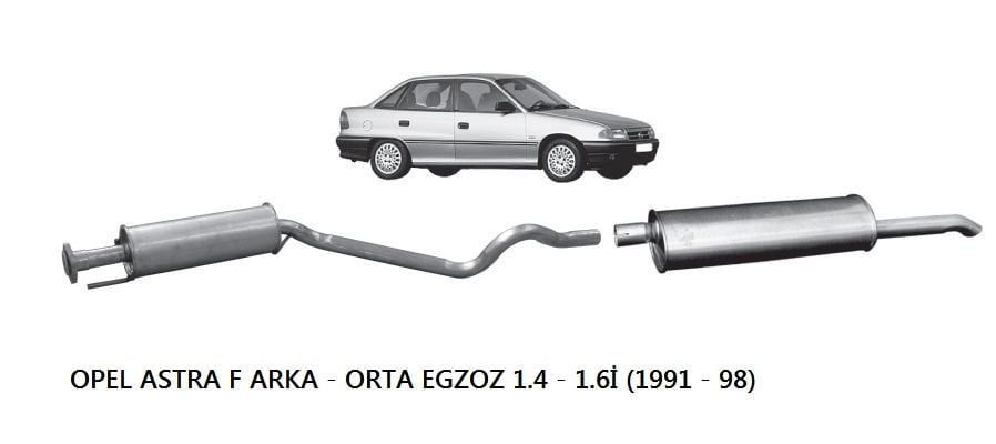 OPEL ASTRA F ARKA - ORTA EGZOZ 1.4 - 1.6İ (1991 - 98) Sedan