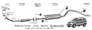 DAİHATSU TERİOS ARKA BORULU EGZOZ 1.3 (2000 - 05)