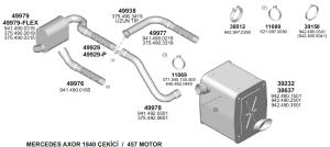 MERCEDES  AXOR  ÖN EGZOZ  BORU SPİRALİ 1840 Çekici 457 Motor MB1831 1835L Uzun Tip(2002 -08)