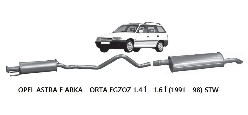 OPEL ASTRA F ARKA - ORTA  EGZOZ 1.4 İ - 1.6 İ (1991 - 98) STW
