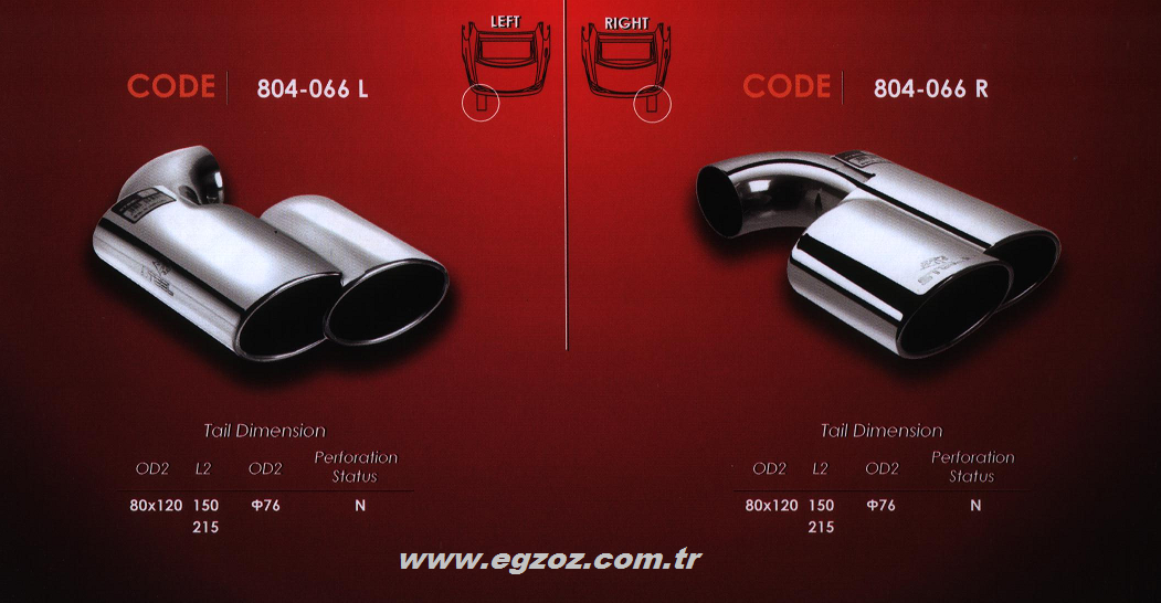 VW TOUAREG JIP RIGHT AND LEFT OUTPUT EXHAUST TIP OVAL
