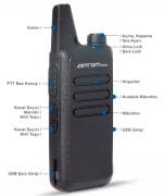 Diğer Telsizlerle Karışma yapmayan Zetcom N446 V2 PMR Telsiz (Kulaklık Hediyeli)