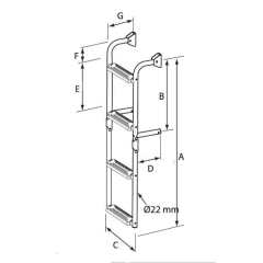 Katlanır Tekne Merdiveni 316 Krom 2+3 Basamak 90⁰