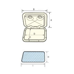 Krom kulplu güverte kapağı 315 x 440 mm beyaz