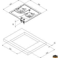 Can PC1322 Çiftli Gömme Ocak