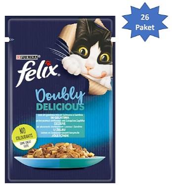 Felix Çifte Lezzet Somonlu ve Sardalyalı Kedi Konservesi 85 gr 26 Adet