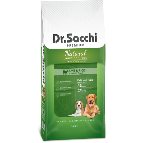 Dr.Sacchi Premium Natural Lamb&Rice Yetişkin Köpek Maması 15kg