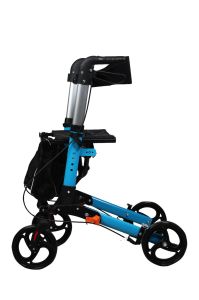 Walker Rollator alüminyum hafif seyahat kurtarıcı, yürüteç tam donanımlı, 3 kat katlanabilir, bagaj için, katlanabilir, seyahat ve uçuş için, yüksekliği ayarlanabilir, kayış, baston tutucu, yürüme