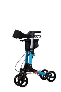 Walker Rollator alüminyum hafif seyahat kurtarıcı, yürüteç tam donanımlı, 3 kat katlanabilir, bagaj için, katlanabilir, seyahat ve uçuş için, yüksekliği ayarlanabilir, kayış, baston tutucu, yürüme