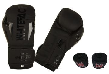 Whiteface SHADOW (GÖLGE) Boks/Kickboks/Muay Thai Eldiven + 3,5 m Bandaj 2'li Set (10- 12 oz)