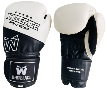 WHITEFACE BOKS ELDİVENİ SUPERNOVA (MUAY THAI - KICK BOKS MAÇ ELDİVENİ) (BEYAZ-SİYAH) 8-10-12 oz.