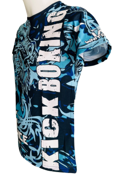 Whiteface Kickboks Özel Tasarım Baskılı Tişört (Mavi-Siyah)